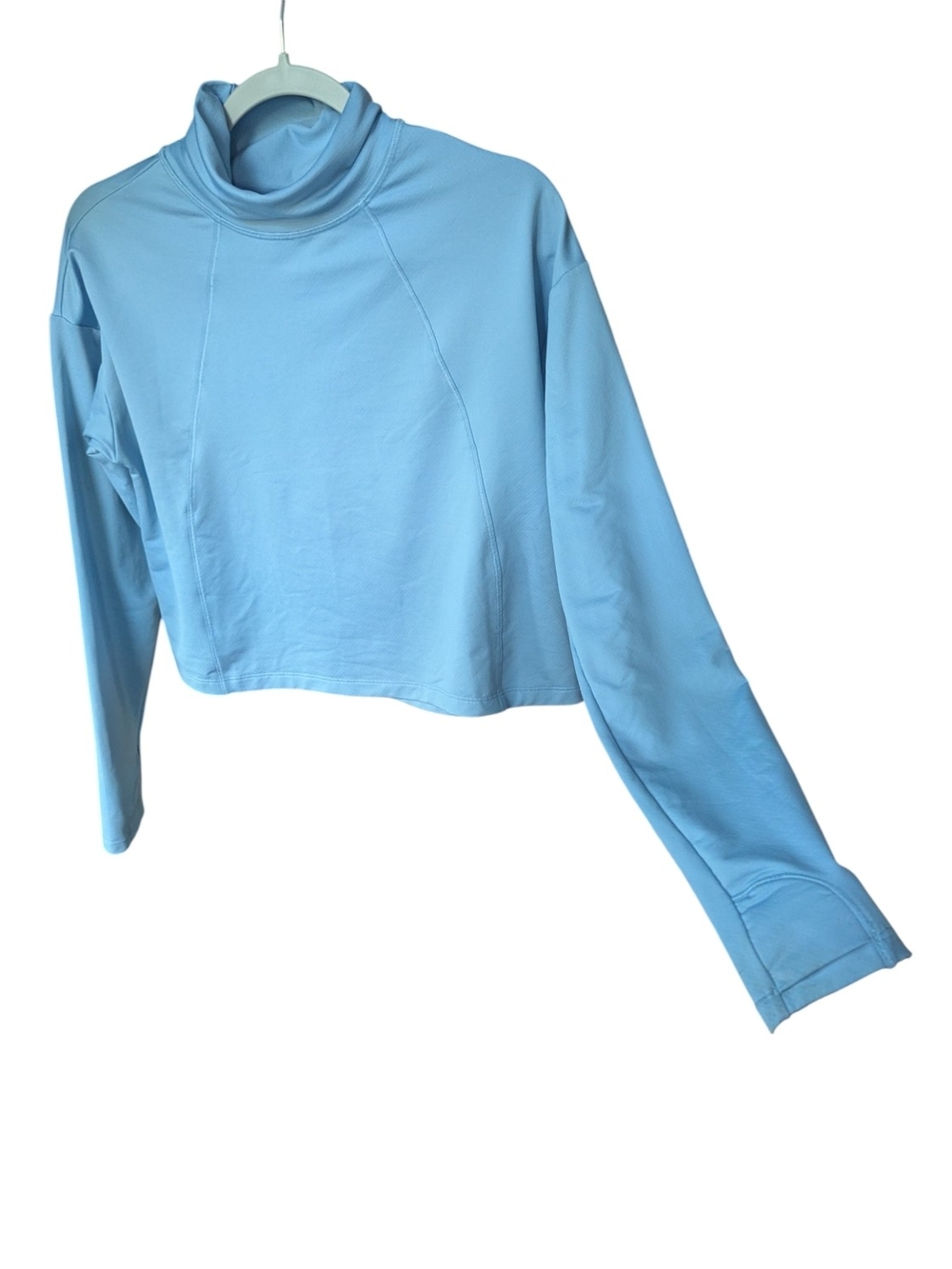 Athleta Mock Neck Cropped Sweatshirt Blue